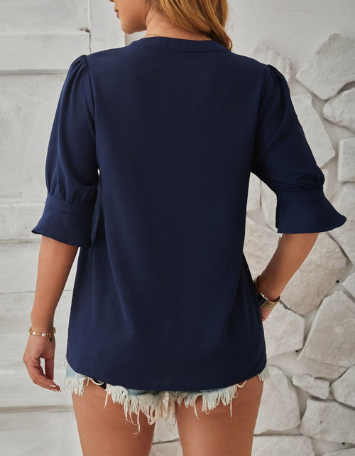 Load image into Gallery viewer, Notched Half Sleeve T-Shirt
