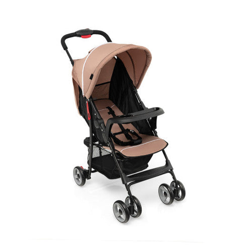 Load image into Gallery viewer, Toddler Travel Stroller for Airplane with Canopy and Adjustable Backrest-Coffee

