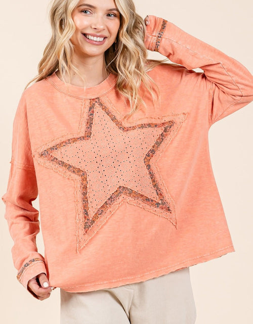 Load image into Gallery viewer, Mittoshop Mineral Wash Star Patch Long Sleeve T-Shirt
