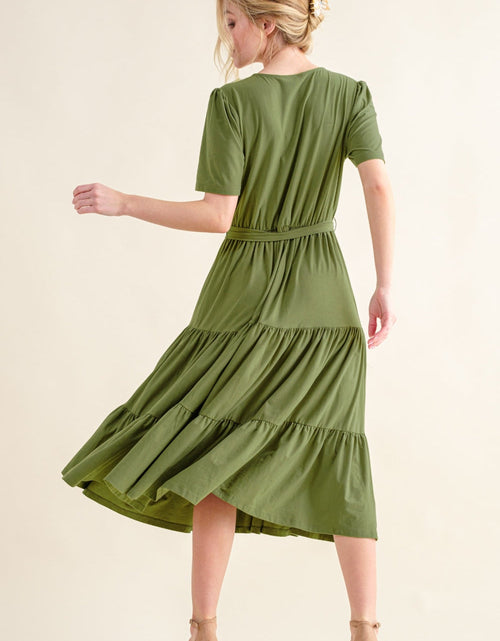 Load image into Gallery viewer, And The Why Soft Short Sleeve Tiered Midi Dress
