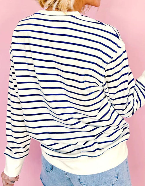 Load image into Gallery viewer, FIRECRACKER Striped Long Sleeve Sweatshirt
