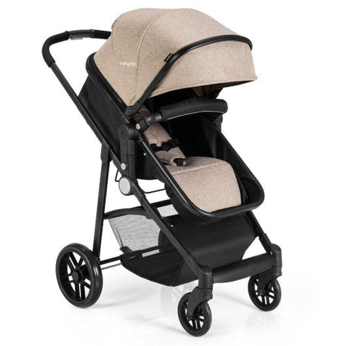 Load image into Gallery viewer, 2-in-1 Foldable Pushchair Newborn Infant Baby Stroller-Coffee
