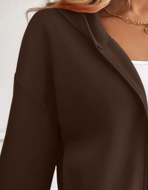 Load image into Gallery viewer, Ivy Lane Zip Up Dropped Shoulder Hooded Jacket
