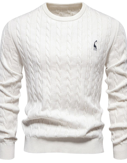 Load image into Gallery viewer, Men's Cable-Knit Round Neck Long Sleeve Sweater
