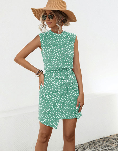 Load image into Gallery viewer, Twisted Printed Sleeveless Mini Dress
