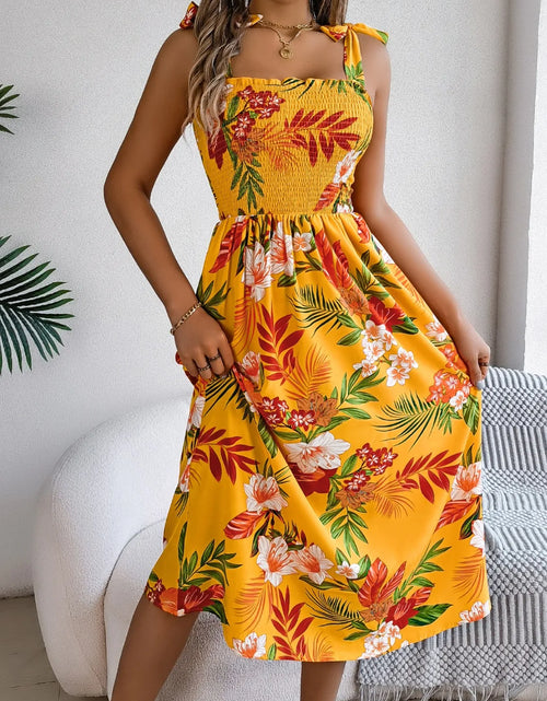 Load image into Gallery viewer, Smocked Floral Tie Shoulder Midi Dress

