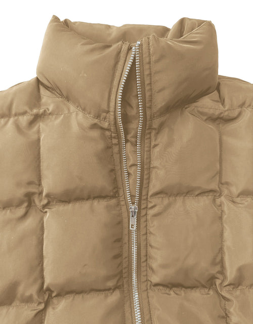 Load image into Gallery viewer, Pocketed Plaid Quilted Zip Up Winter Coat
