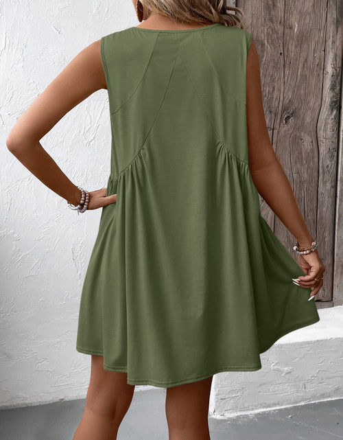 Load image into Gallery viewer, Ivy Lane Ruched V-Neck Sleeveless Mini Dress
