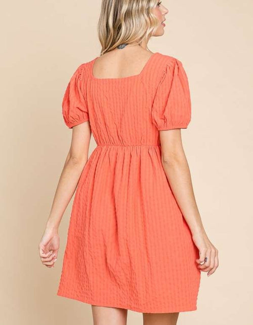 Load image into Gallery viewer, Culture Code Textured Square Neck Short Sleeve Dress
