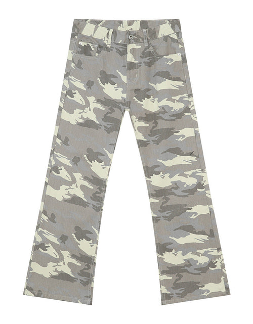 Load image into Gallery viewer, Camouflage Bootcut Jeans with Pockets
