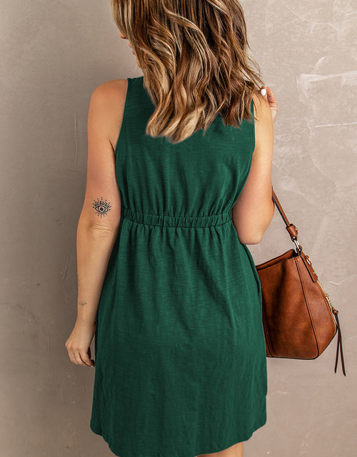 Load image into Gallery viewer, Sleeveless Button Down Mini Magic Dress
