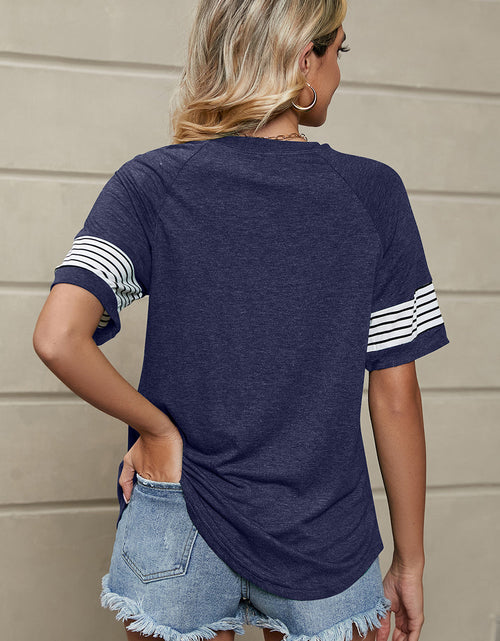 Load image into Gallery viewer, Striped Round Neck Short Sleeve T-Shirt
