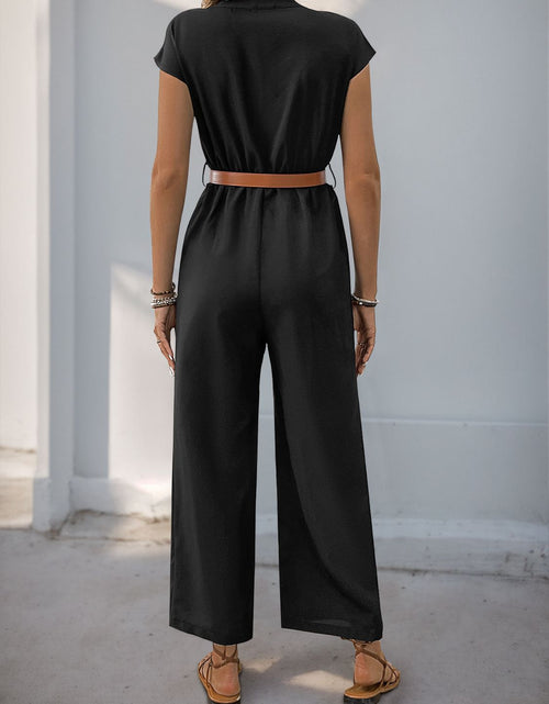 Load image into Gallery viewer, Perfee Notched Wide Leg Jumpsuit
