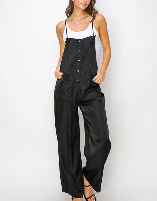 Load image into Gallery viewer, HYFVE Half Button Sleeveless Straight Jumpsuit
