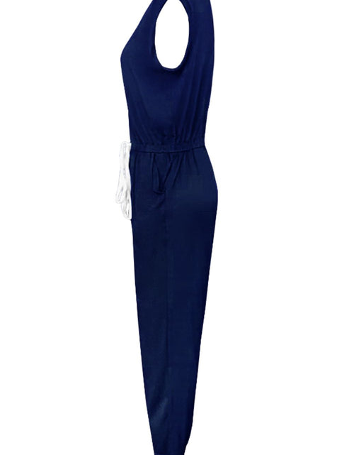 Load image into Gallery viewer, Drawstring Round Neck Sleeveless Jumpsuit

