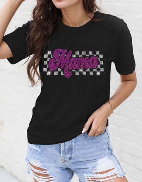 Load image into Gallery viewer, MAMA Rhinestone Letter Round Neck T-Shirt
