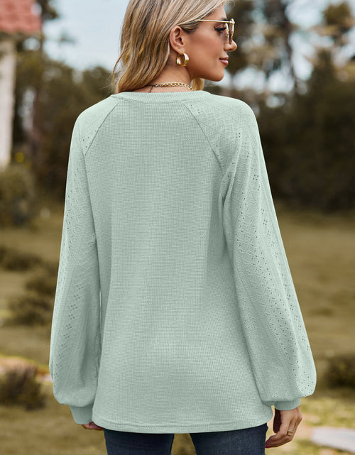 Load image into Gallery viewer, Notched Neck Raglan Sleeve Blouse

