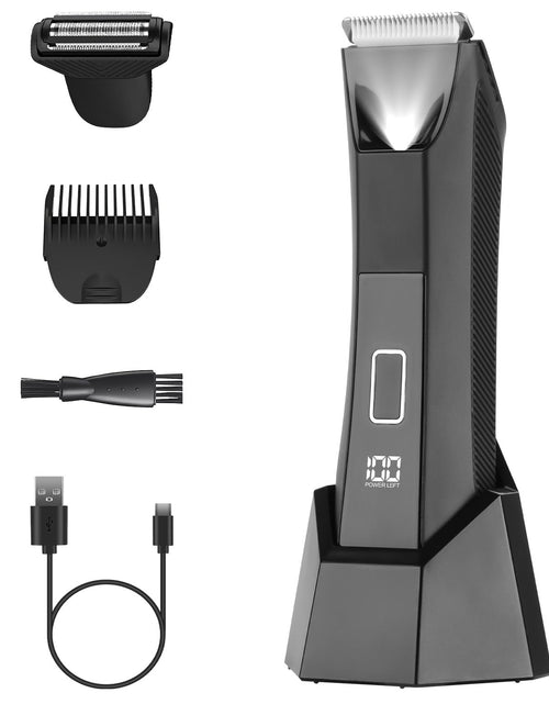 Load image into Gallery viewer, 2-in-1 Electric Body Trimmer for Men, Cordless Beard &amp; Groin Shaver, Waterproof IPX7 Razor with LED &amp; LCD Display
