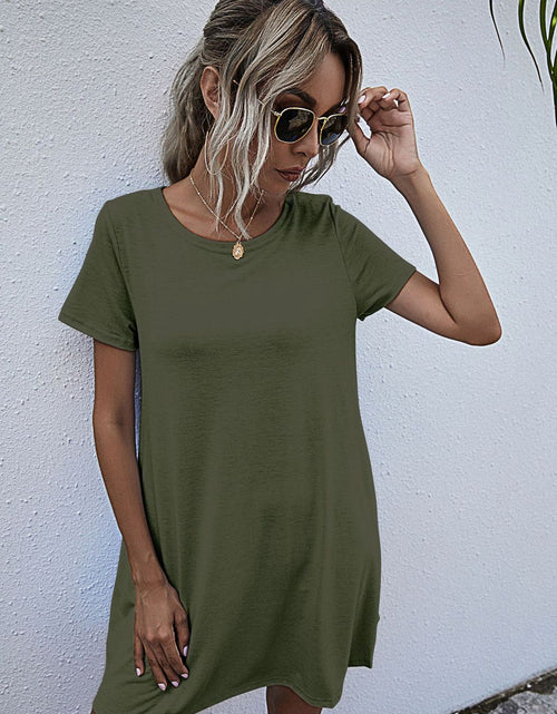 Load image into Gallery viewer, Round Neck Short Sleeve Mini Dress
