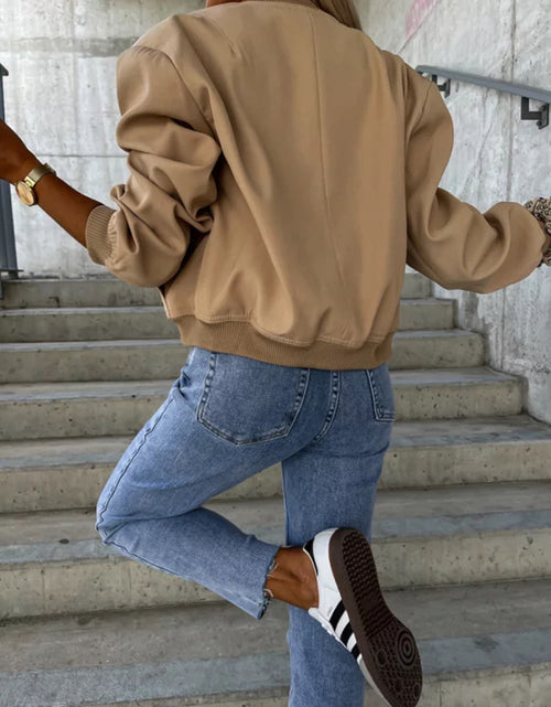 Load image into Gallery viewer, Baseball Collar Dropped Shoulder Jacket
