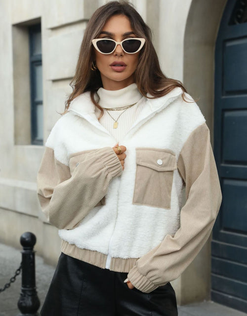 Load image into Gallery viewer, Contrast Zip Up Long Sleeve Jacket
