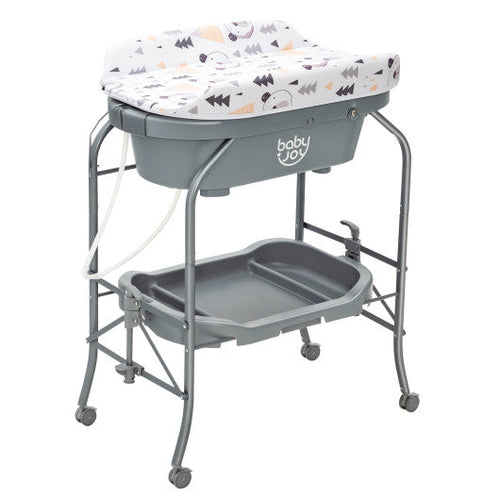 Load image into Gallery viewer, Portable Baby Changing Table with Storage Basket and Shelves-Gray
