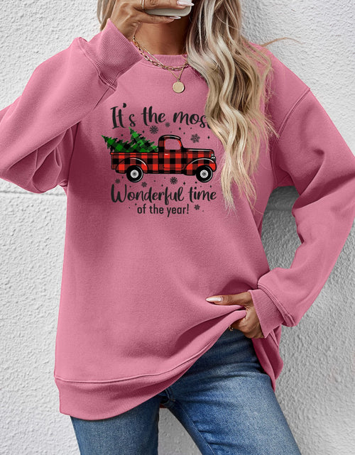 Load image into Gallery viewer, Graphic Round Neck Long Sleeve Sweatshirt
