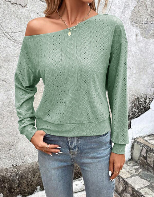 Load image into Gallery viewer, Eyelet Dropped Shoulder Blouse

