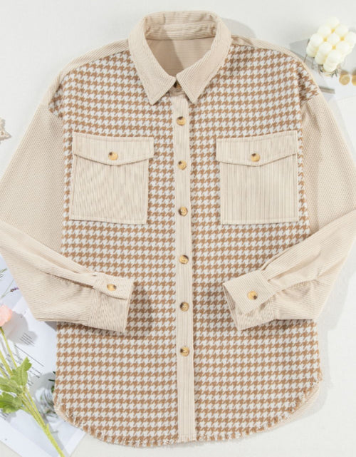 Load image into Gallery viewer, Houndstooth Button Up Long Sleeve Jacket
