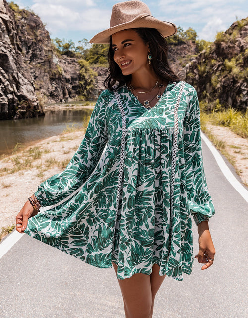 Load image into Gallery viewer, Long Sleeve V-Neck Mini Dress
