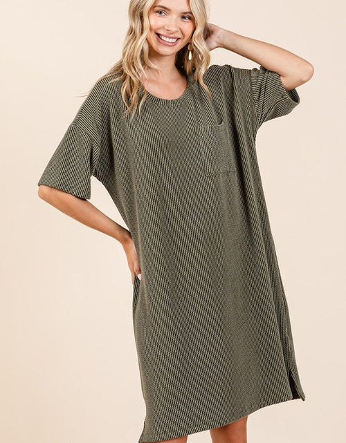 Load image into Gallery viewer, Mittoshop Urban Rib Knit Short Sleeve Tee Dress
