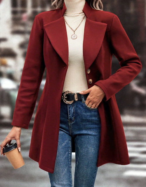 Load image into Gallery viewer, Collared Neck Button Up Long Sleeve Coat

