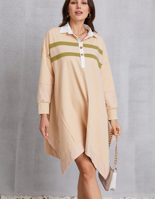 Load image into Gallery viewer, Half Button Handkerchief Hem Dress
