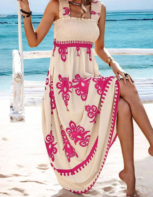 Load image into Gallery viewer, Smocked Printed Wide Strap Maxi Dress
