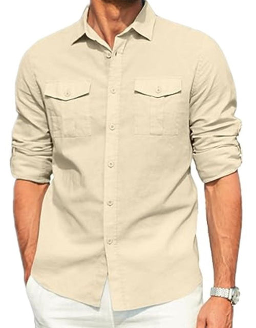Load image into Gallery viewer, Men's Plus Size Button Down Collared Neck Long Sleeve Shirt
