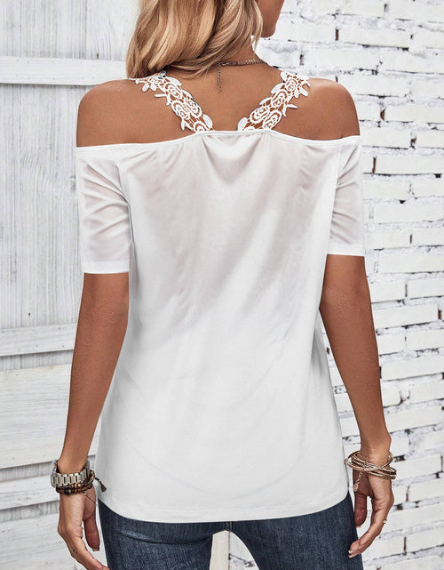 Load image into Gallery viewer, Full Size Lace Detail Short Sleeve T-Shirt
