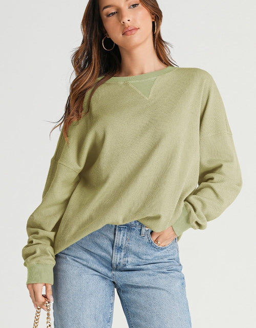 Load image into Gallery viewer, Waffle-Knit Long Sleeve Sweatshirt
