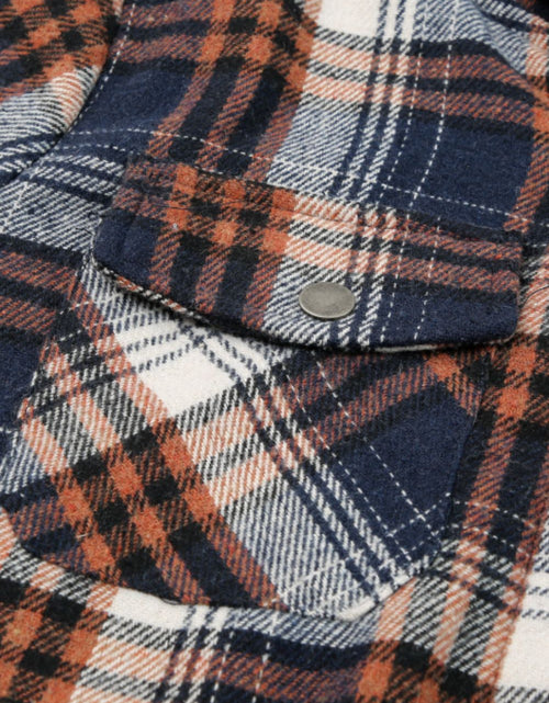 Load image into Gallery viewer, Plaid Button Up Long Sleeve Hooded Jacket
