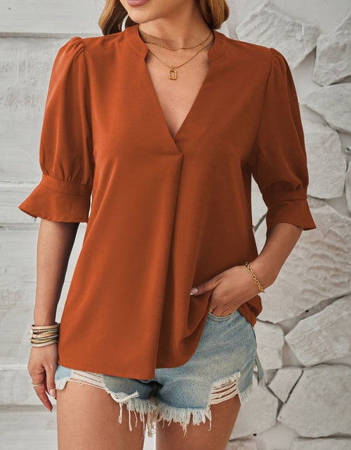 Load image into Gallery viewer, Notched Half Sleeve T-Shirt
