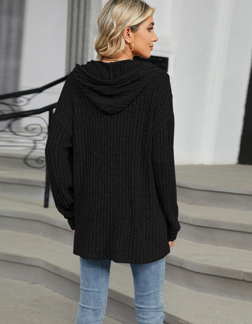 Load image into Gallery viewer, Half Button Long Sleeve Hooded Top
