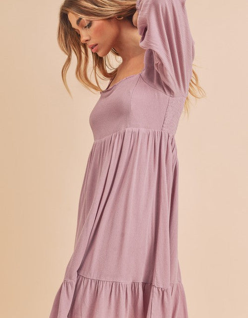 Load image into Gallery viewer, Aemi + Co Ruffled Hem Square Neck Balloon Sleeve Mini Dress
