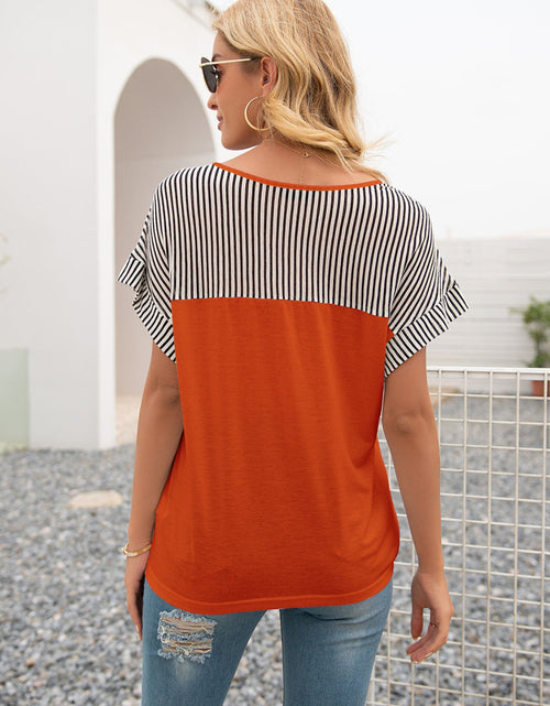 Load image into Gallery viewer, Ivy Lane Striped V-Neck Short Sleeve T-Shirt

