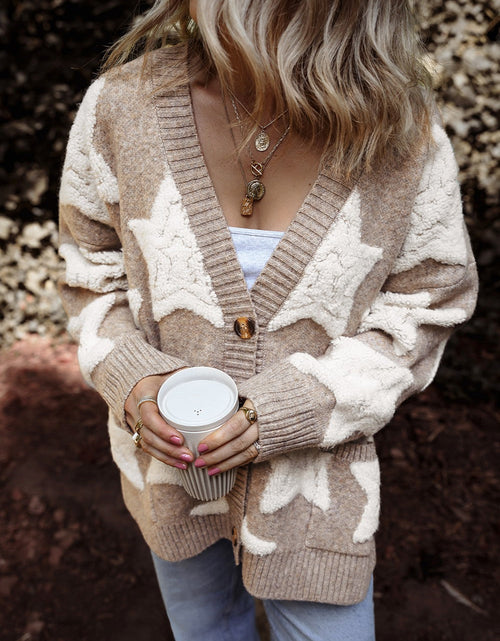 Load image into Gallery viewer, Star Button Up Long Sleeve Cardigan
