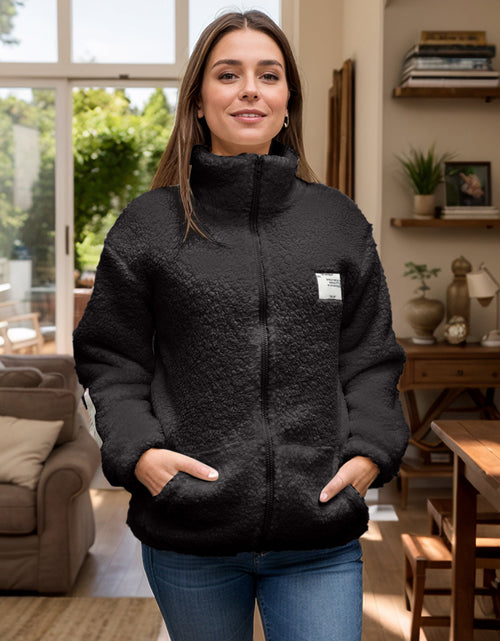 Load image into Gallery viewer, Full Size Turtleneck Zip Up Long Sleeve Sherpa Jacket
