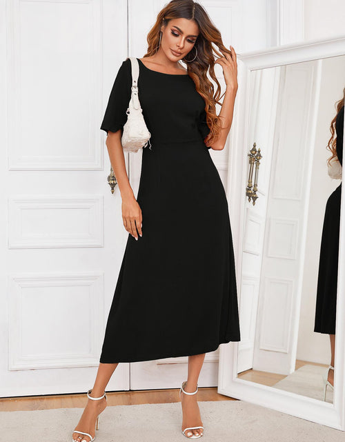 Load image into Gallery viewer, Round Neck Cutout Half Sleeve Dress
