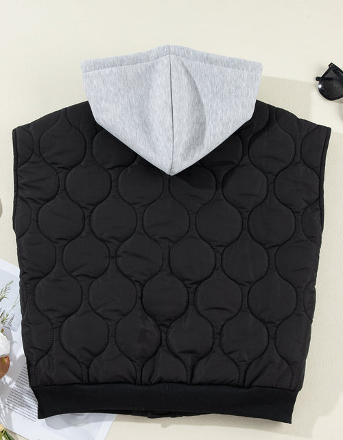 Load image into Gallery viewer, Drawstring Zip Up Hooded Vest Coat
