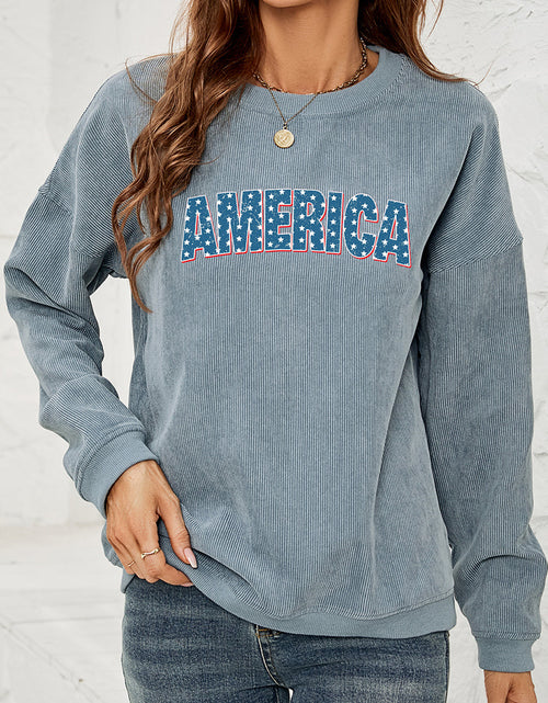 Load image into Gallery viewer, AMERICA Graphic Dropped Shoulder Sweatshirt
