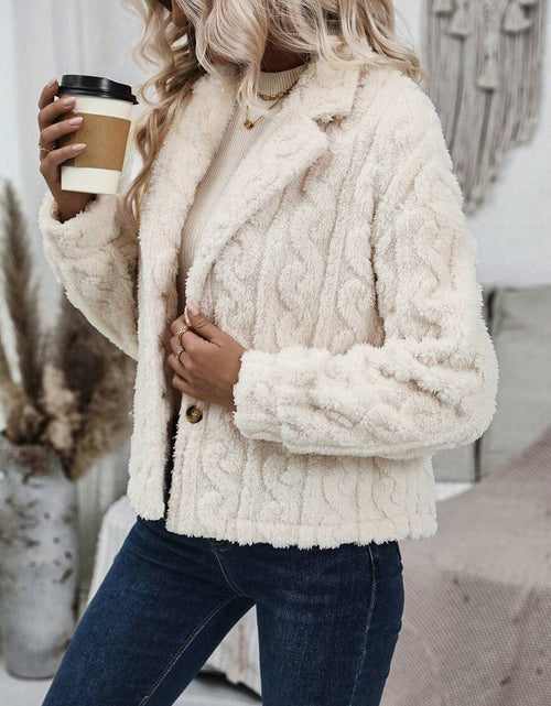 Load image into Gallery viewer, Fuzzy Button Up Collared Neck Jacket
