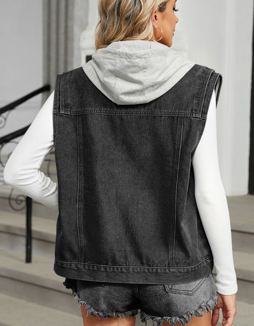 Load image into Gallery viewer, Pocketed Button Up Sleeveless Denim Jacket
