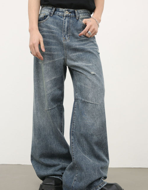 Load image into Gallery viewer, Men's Distressed Wide Leg Jeans
